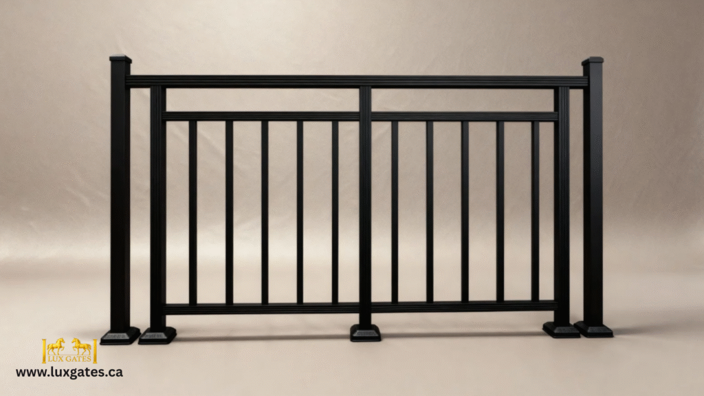Welded Aluminum Deck Railing in Edmonton for commercial properties, providing durable, safe, and low-maintenance railing solutions.