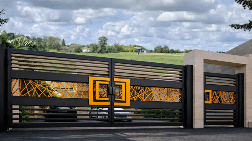 Modern custom aluminum driveway lux gate